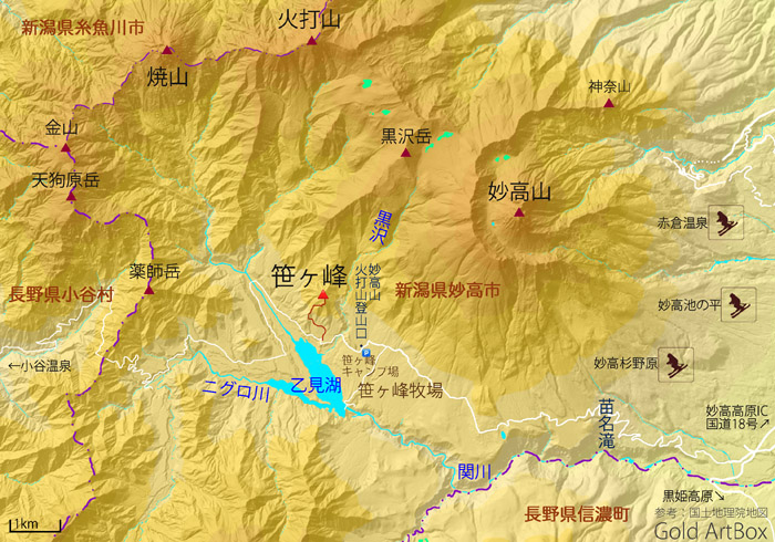 地図：笹ヶ峰