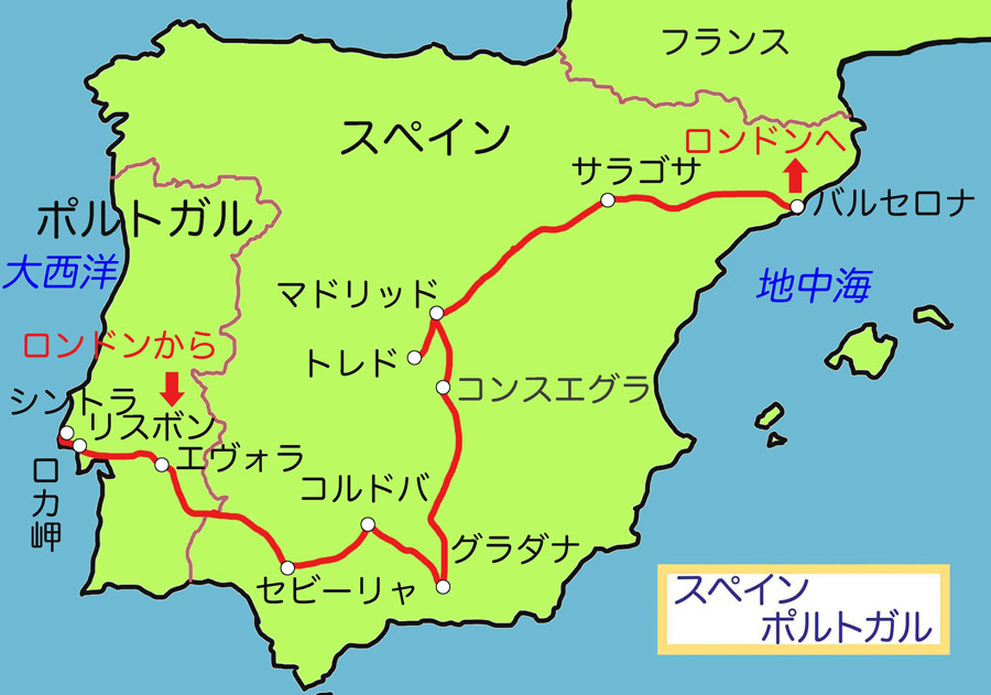 地図・スペイン・ポルトガル