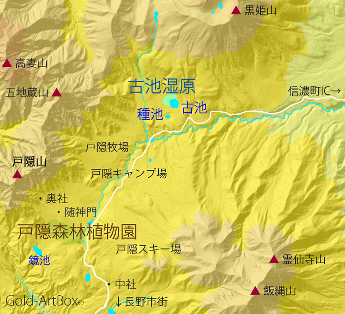 map種池,古池,戸隠森林植物園
