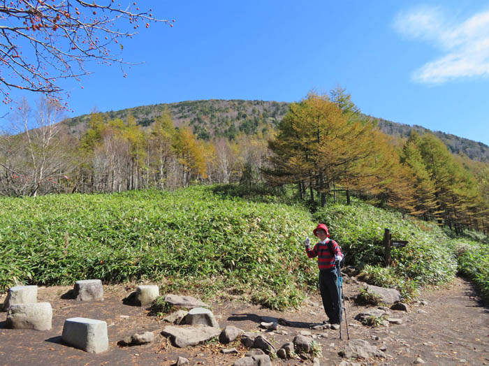 写真6鞍部から湯ノ丸山を見る：烏帽子岳