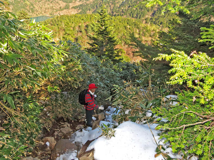 写真21裏志賀山からの下り、左後方に大沼池