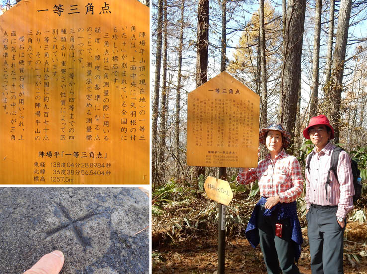 写真15矢羽根の三角点で：陣馬平山
