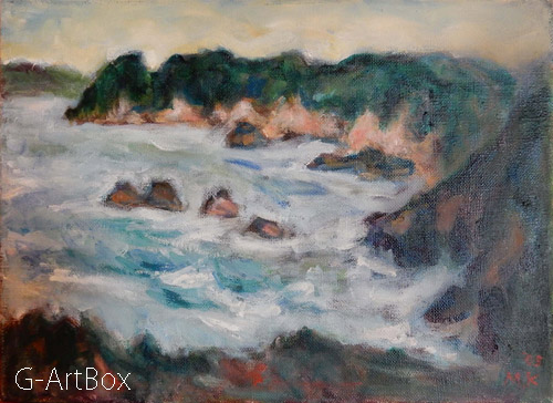 油絵・大王崎海岸