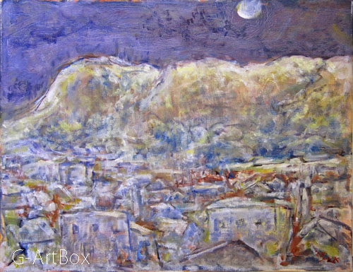 油絵・月夜景