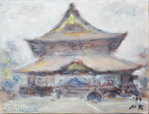 油絵・善光寺本堂