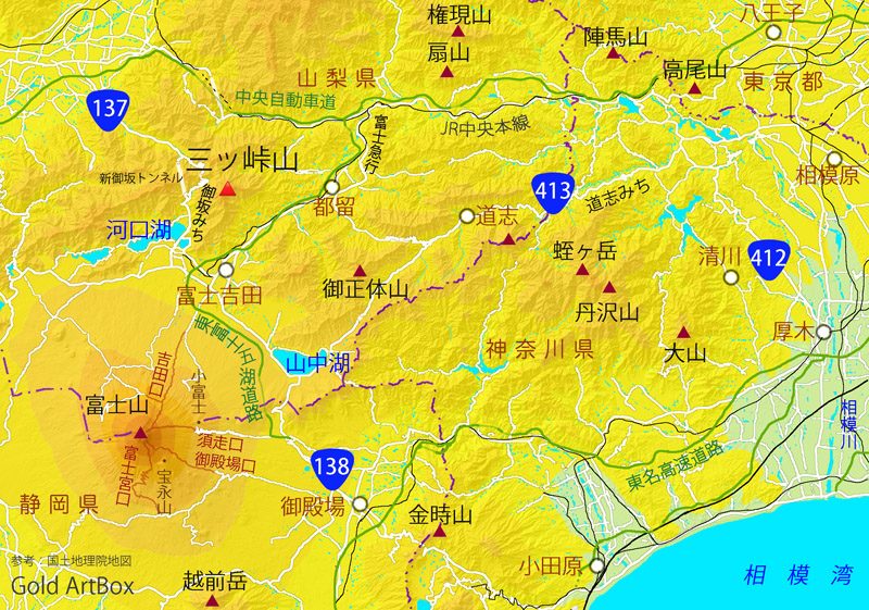 地図：三ツ峠山