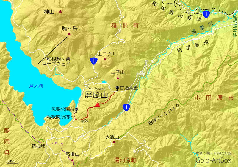 地図：屏風山