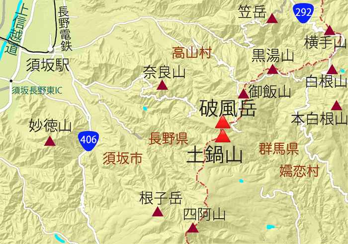 Map 破風岳・土鍋山広域地図
