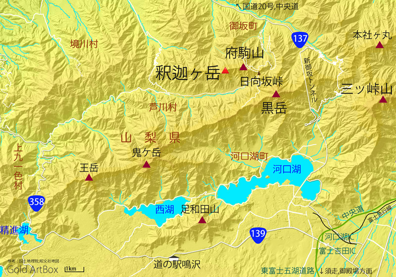 地図・釈迦ヶ岳周辺