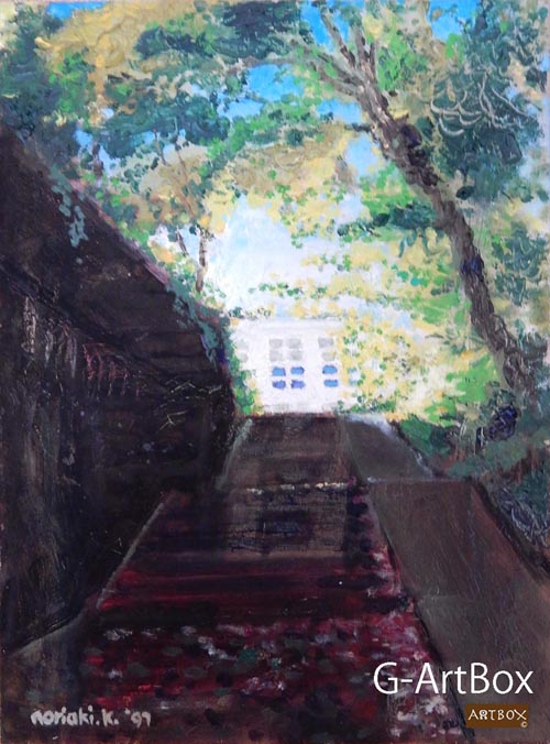 油絵・城山小学校・長野市