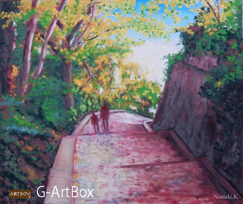 油絵・階段道