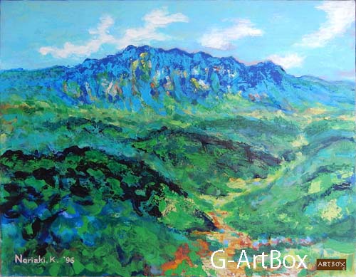 油絵・鬼無里村から戸隠山