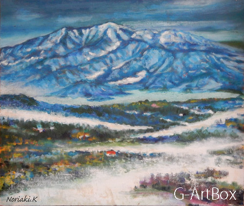 油絵・斑尾山冬景色