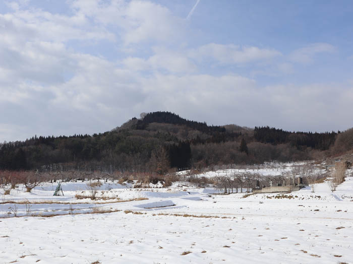 雪が残る髻山