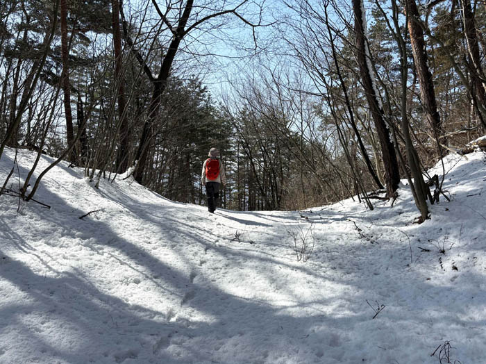 photo：トボトボと足跡をつけて：地附山