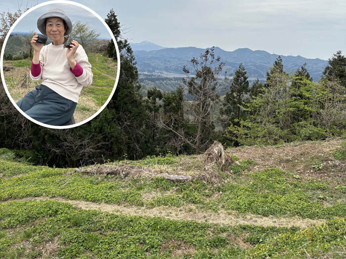 photo：オオバキスミレを見ながらおにぎり：城山