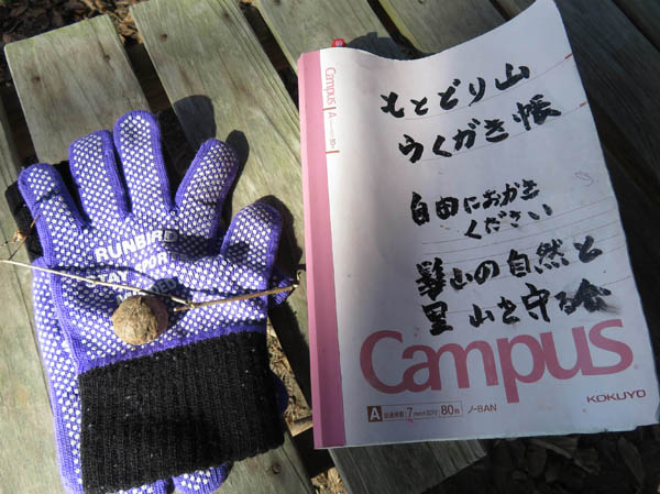 photo：山頂の四阿にあるノート：髻山