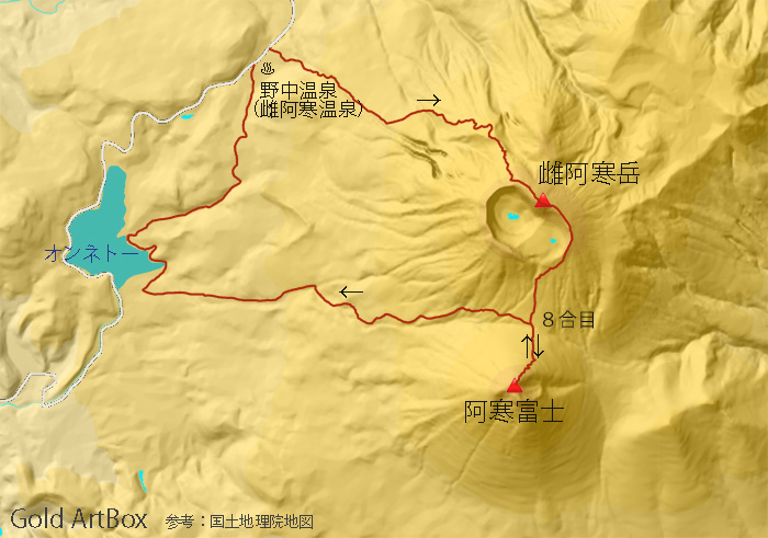 map 雌阿寒岳・阿寒富士