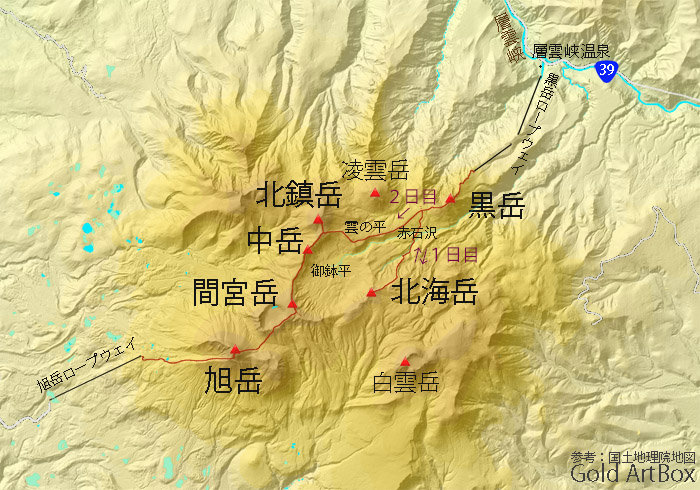 地図 大雪山