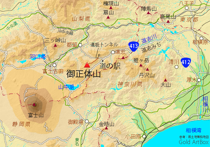 地図　御正体山
