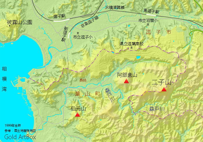 map 葉山町二子山周辺