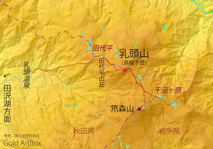 地図 乳頭山