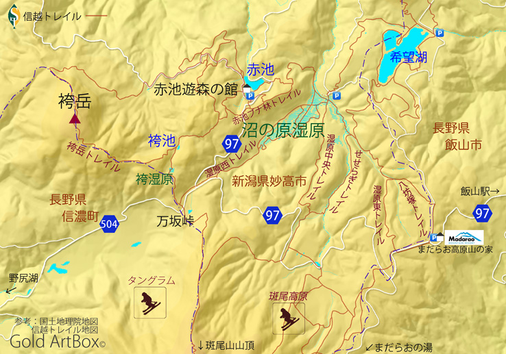 map 信越トレイル・袴岳周辺