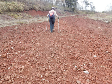 photo・山頂はすぐ、赤い岩の斜面　瑪瑙山