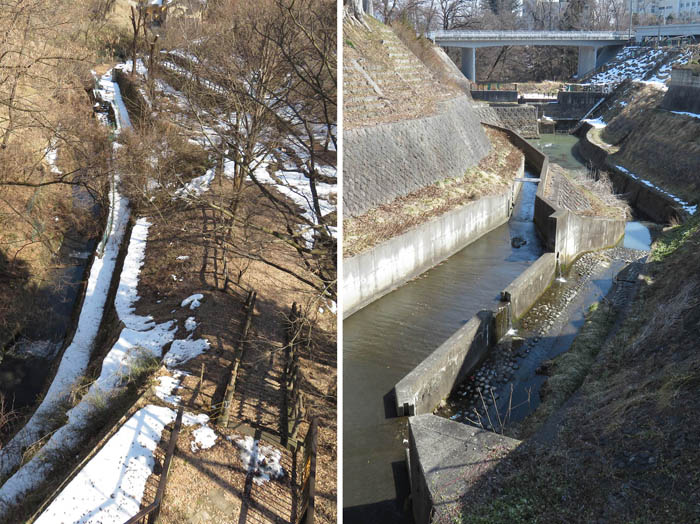 photo4雪の堀切ダムを見下ろす：城山