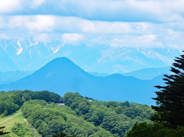 photo・アルプスの雪渓、手前は一夜山　瑪瑙山から