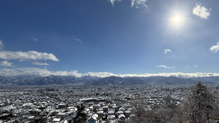 長野盆地の雪景色