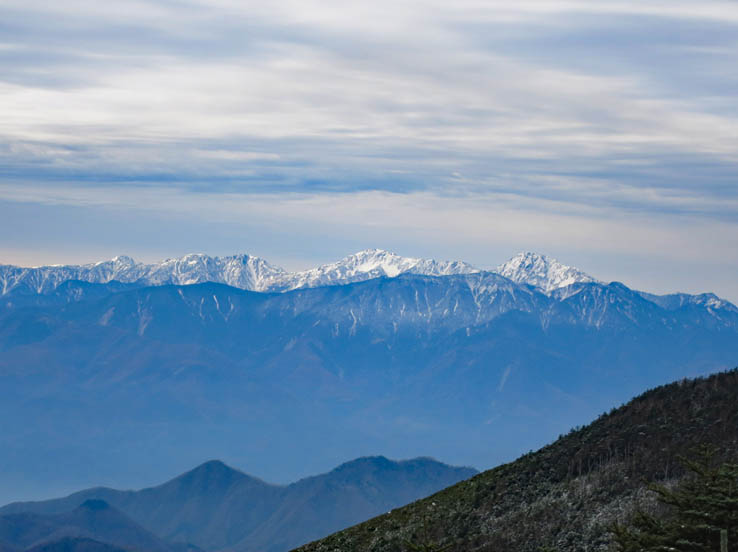 写真・南アルプス　農鳥岳、間ノ岳、北岳：朝日岳