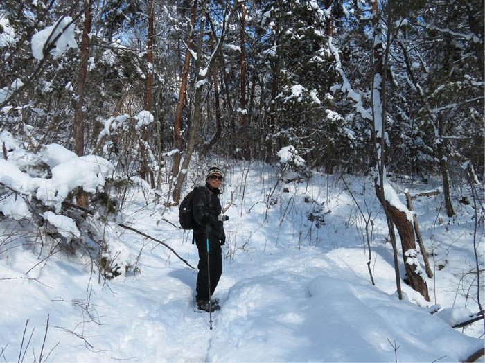 photo：登り始めから雪が多い：雪の地附山