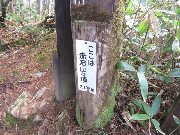photo：ちょっと寂しい山頂標・赤石山