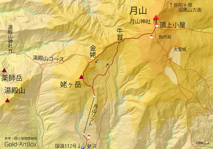 地図：月山