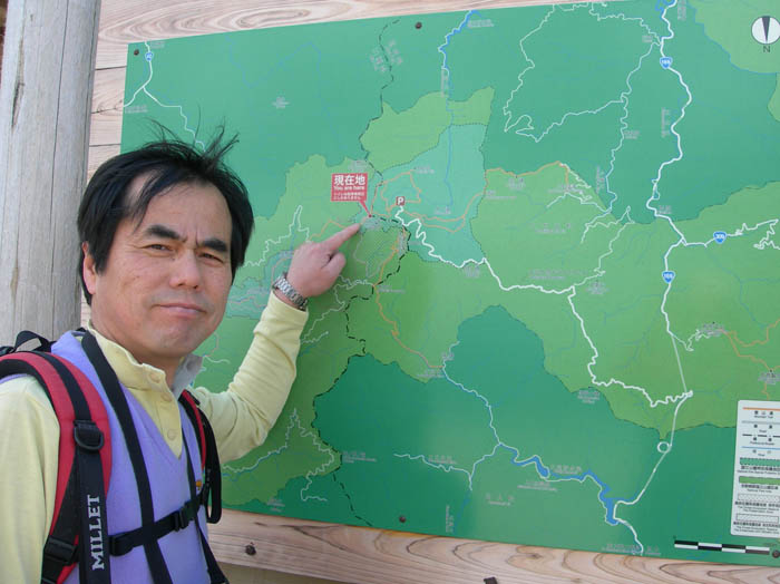 photo：現在地日出ヶ岳、北が下の地図・大台ヶ原