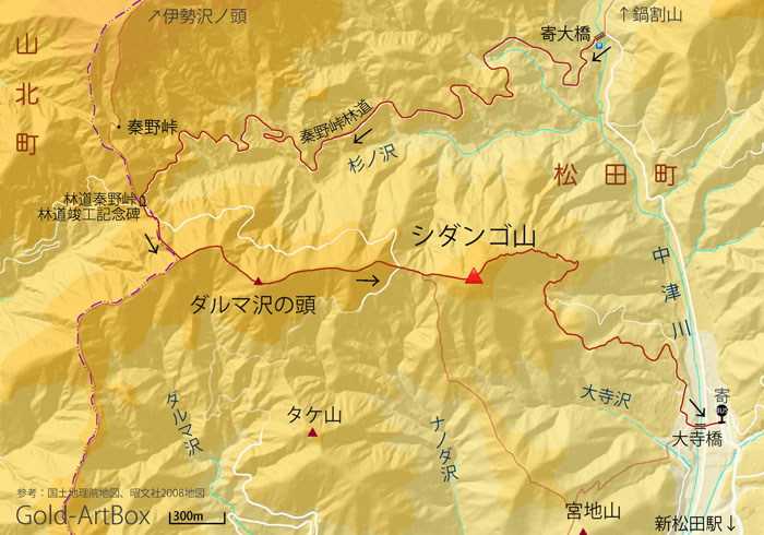 地図　シダンゴ山周辺