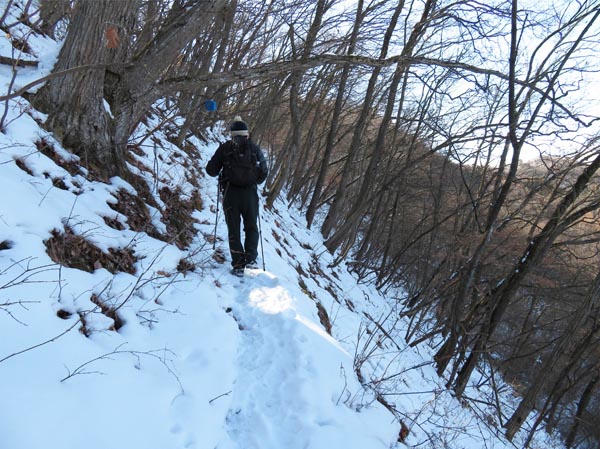 photo：雪の斜面をトラバース・斎場山,天城山