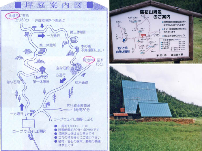 photo：坪庭周辺案内図と縞枯山荘：北横岳