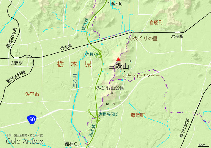 地図：三毳山